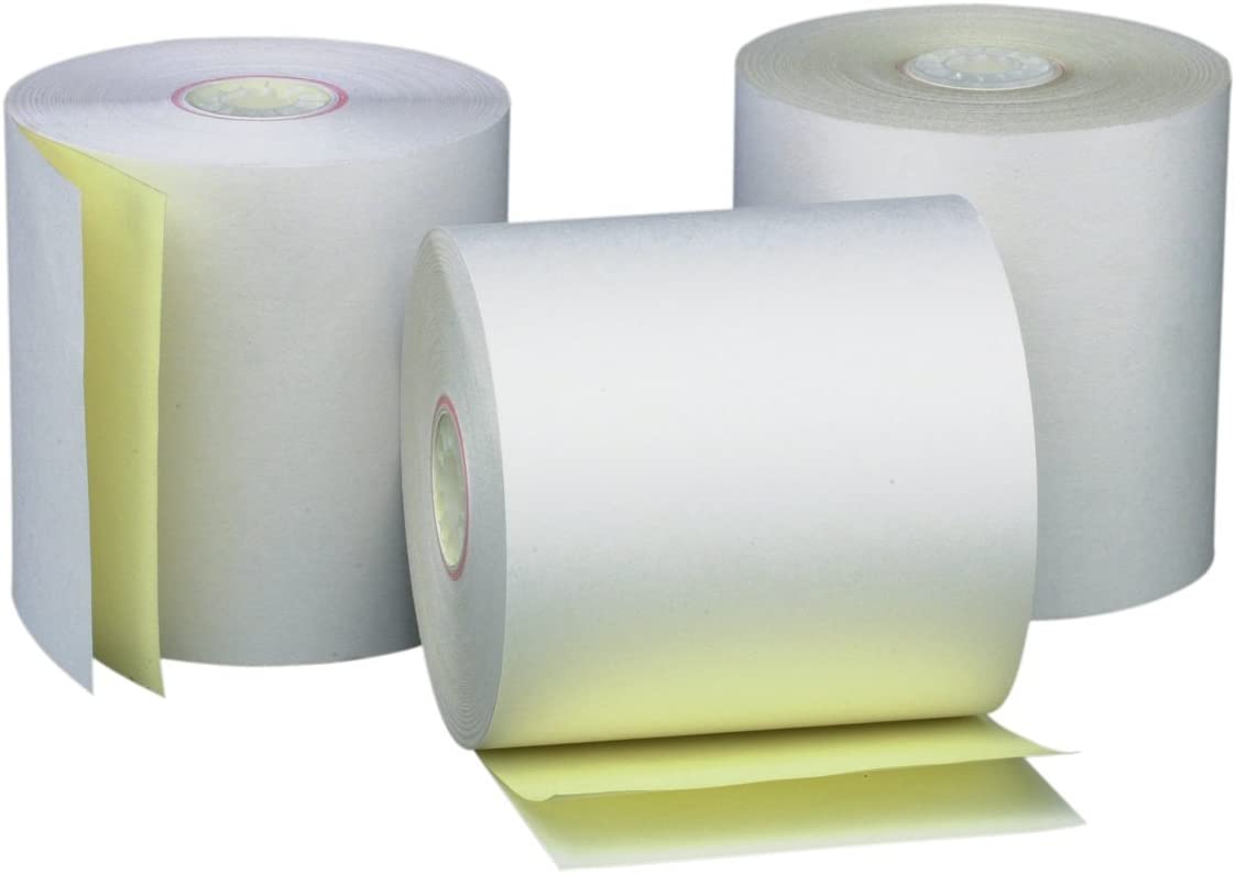 3" x 90' 2-Ply Bond White and Canary POS Cash Register Carbonless Paper Roll