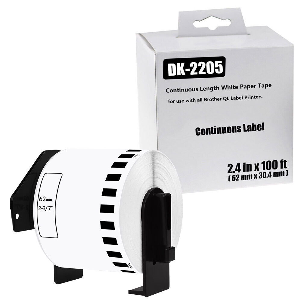 2.4" x 100' Continuous Paper Tape DK-2205 for Brother QL Label Printer