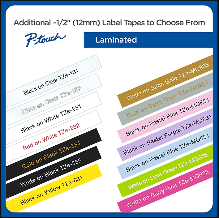 Compatible Label Maker Tape for Brother P-touch TZe 12mmx8mm 0.47"W - Prinko