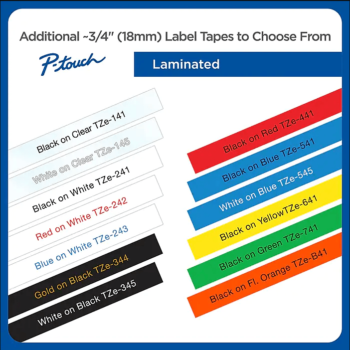 Compatible Label Maker Tape for Brother P-touch TZe 18mmx8mm 3/4" x 26 3/16' - Prinko