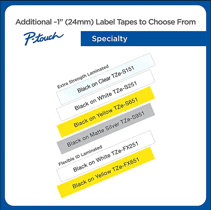 Compatible Label Maker Tape for Brother P-touch TZe-251(Black on White) 24mmx8mm 1" x 26.2' - Prinko