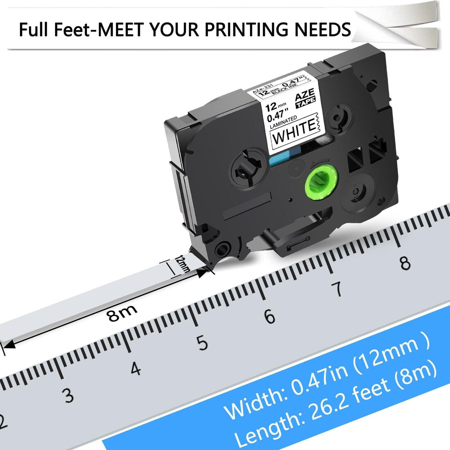Flexible ID Tape Compatible Label Maker Tape for Brother P-touch TZe-FX 12mmx8mm 0.47"W - Prinko