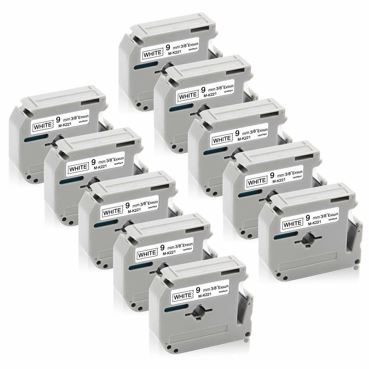 MK221 Black on White Non-Laminated Tape for P-touch Label Makers, 9 mm wide x 8 m long - Prinko
