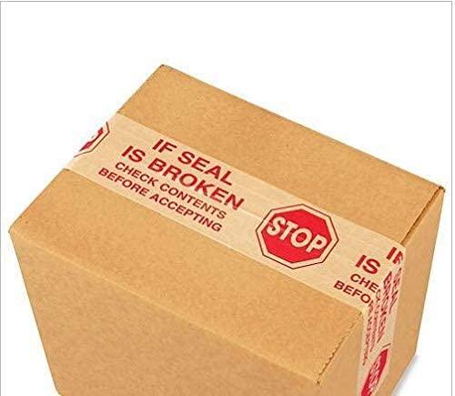 "STOP,IF SEAL IS BROKEN Check Contents Before Accepting" Printed Message Carton Box Shipping Sealing Tape - 2" x 110 yds - Prinko