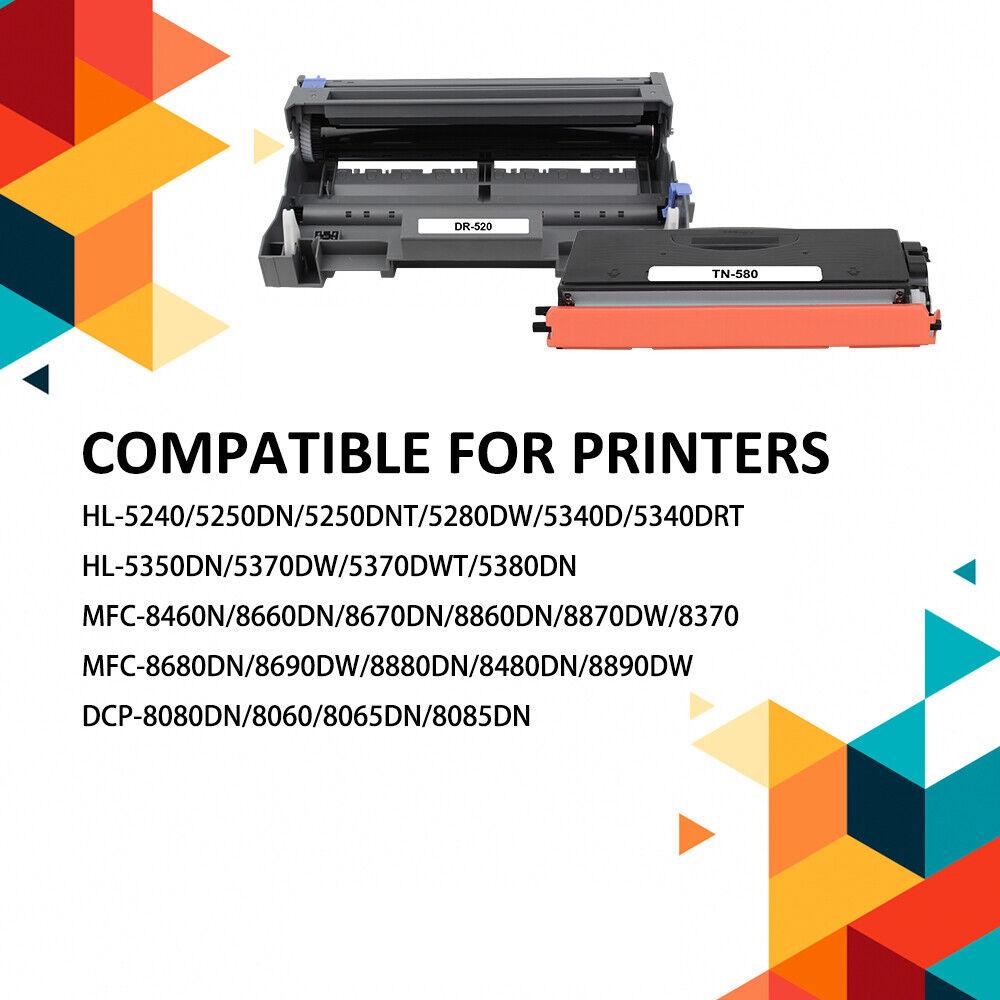 TN580 Toner DR520 Drum Compatible With Brother HL-5250DN 5240 MFC-8470DN 8670DN - Prinko