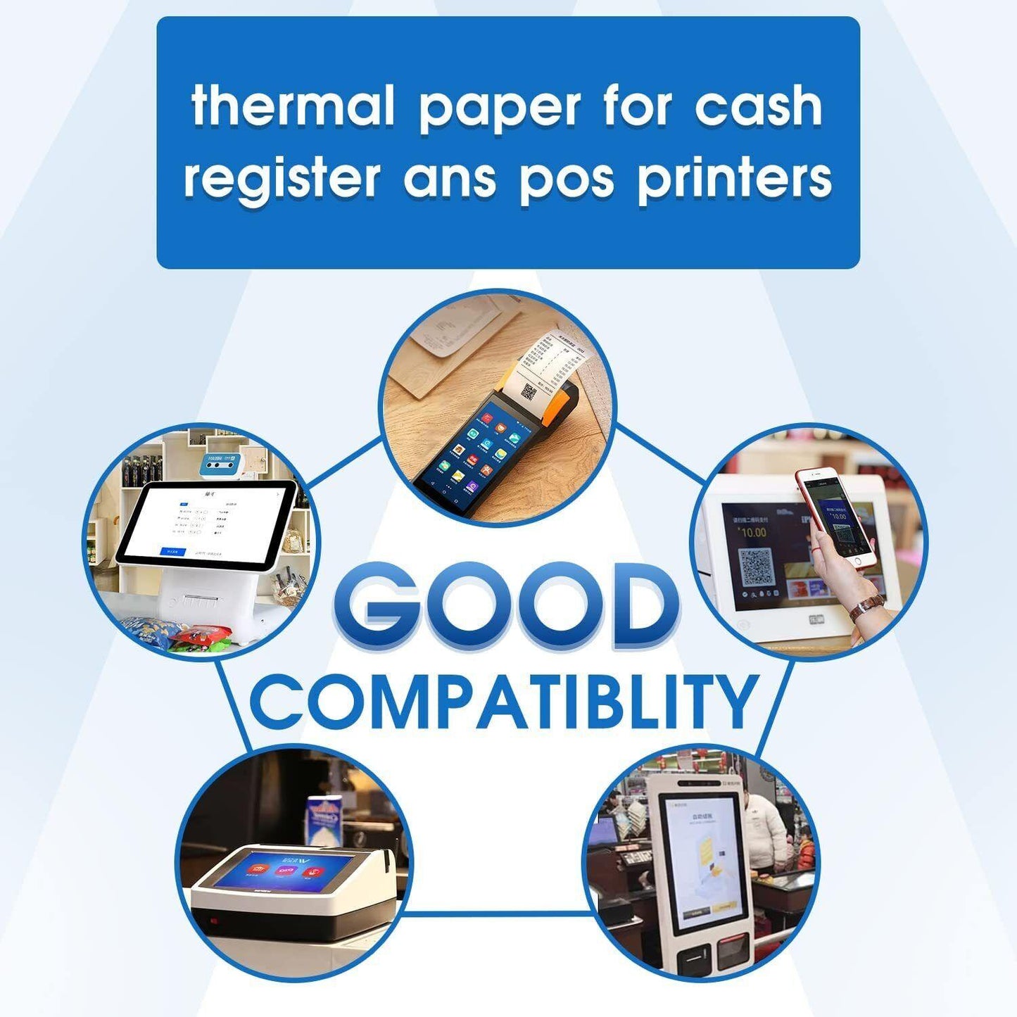 2-1/4" x 150' Thermal Cash Register POS Receipt /Calculator Paper - Prinko