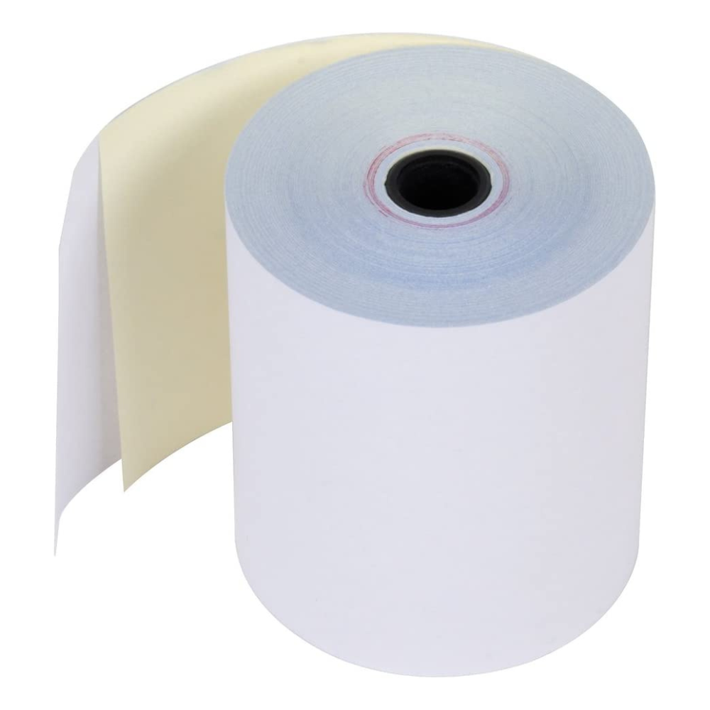3" x 90' 2-Ply Bond White and Canary POS Cash Register Carbonless Paper Roll