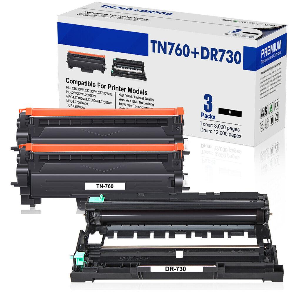 Compatible Toner Cartridge TN760 and Drum Unit DR-730 for Brother  MFC-L2710DW MFC-L2730DW MFC-L2750DW DCP-L2550DW HL-L2350DW HL-L2370DW  HL-L2390DW
